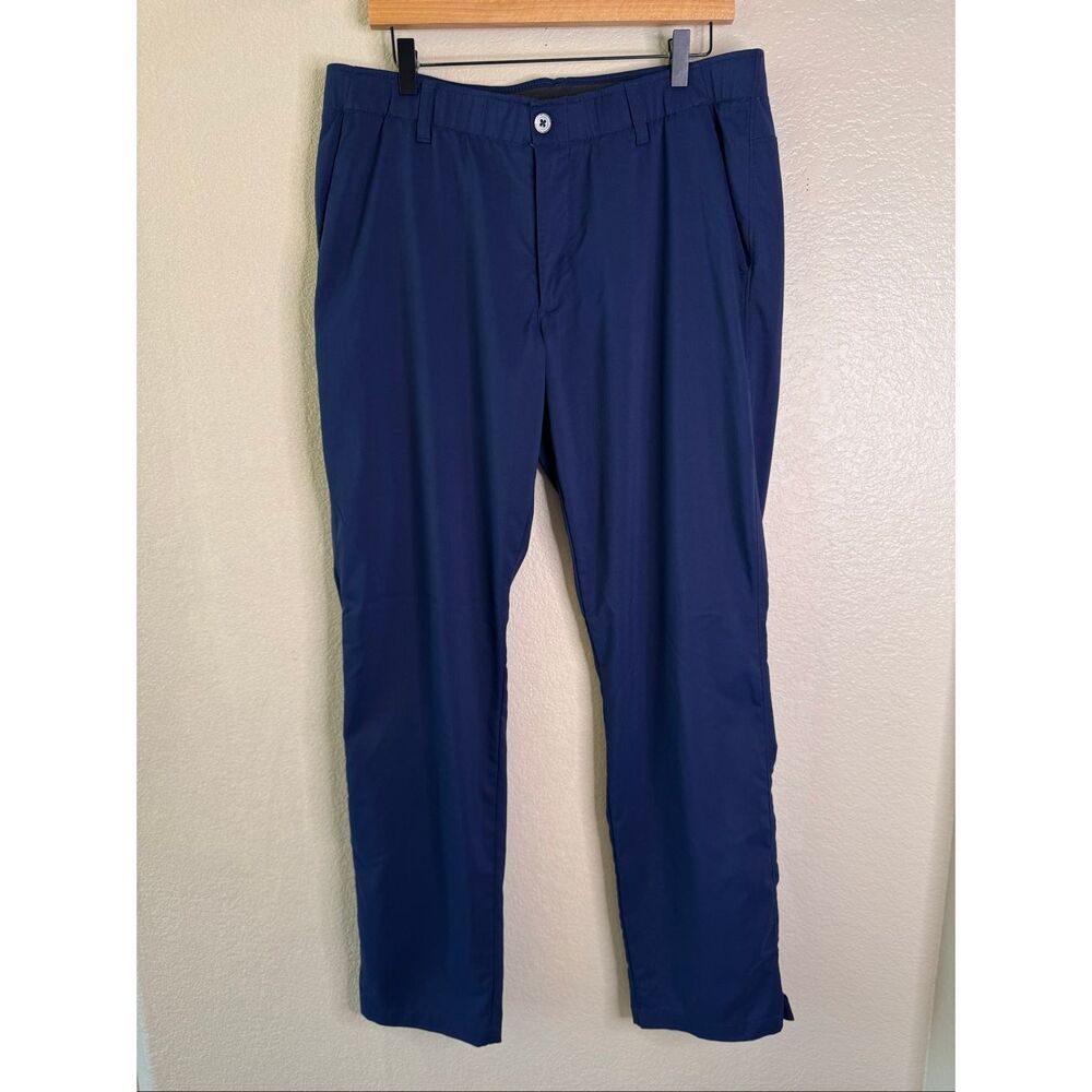 Under Armour Showdown Pants Men 38X34 Navy Blue Chino Golf Trouser Travel Active